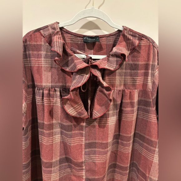 Reclaimed Vintage Burgundy Plaid Top - Picture 5 of 9